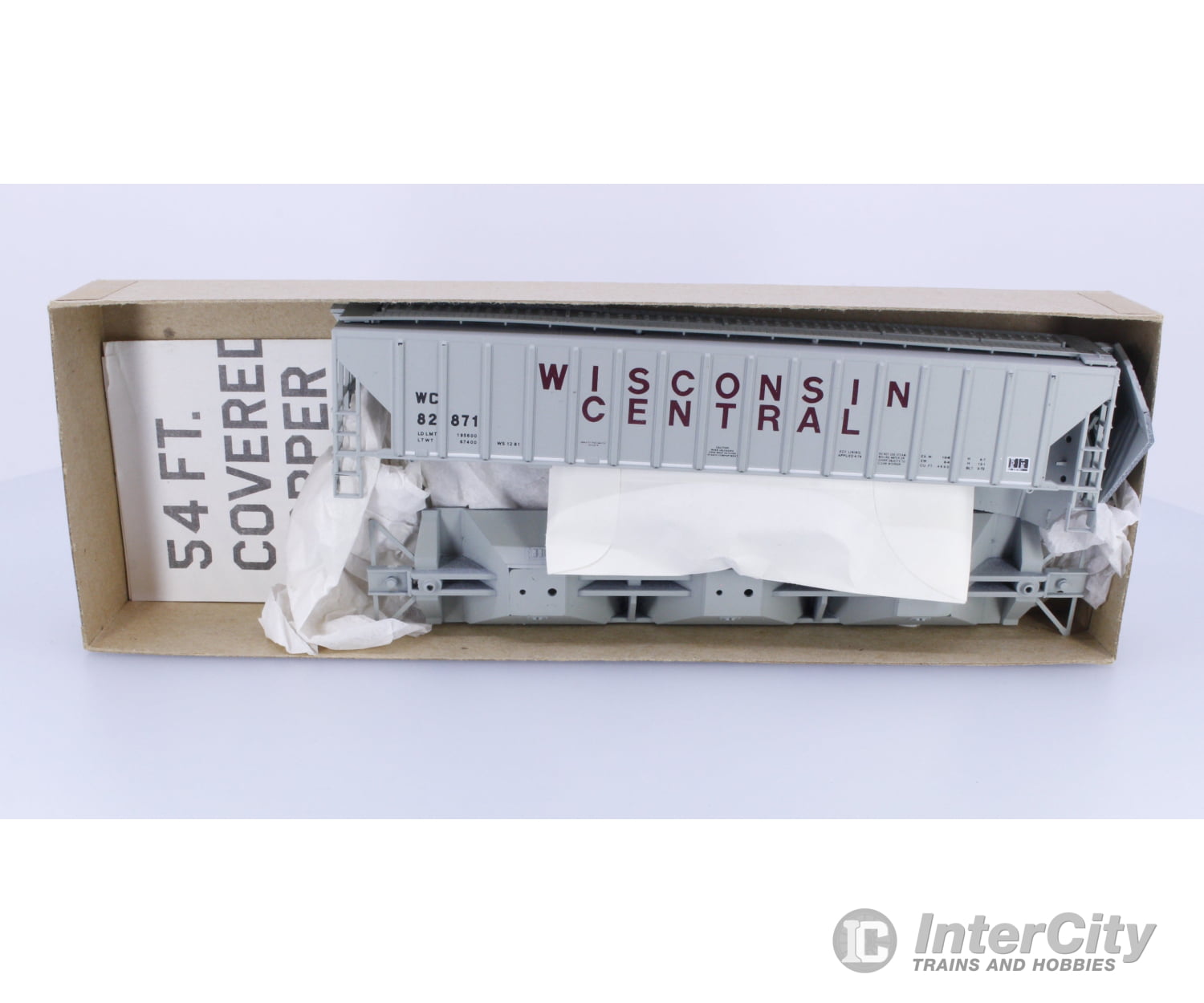 Athearn 1077 HO 54’ PS Covered Hopper Kit Wisconsin Central (WC) 82871 Freight Cars