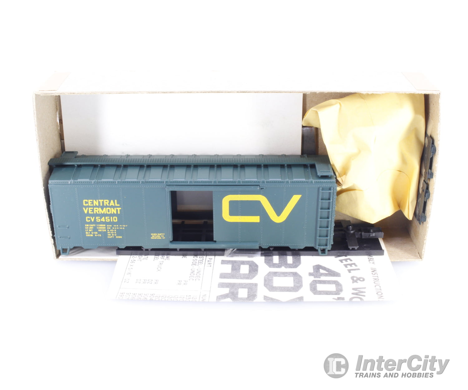 Athearn 1185 HO 40’ Box Car Vermont Railway (VTR) 54510 Freight Cars