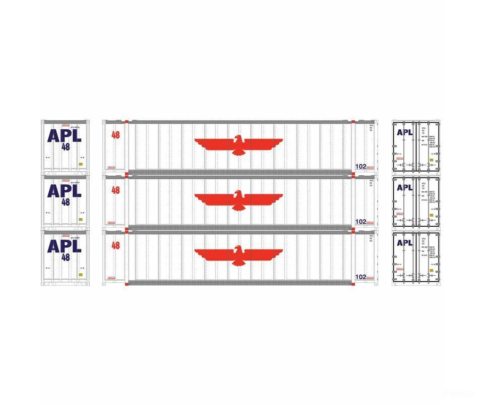 Athearn 17677 # N 48’ Container Apl (3) Mib Freight Loads & Containers