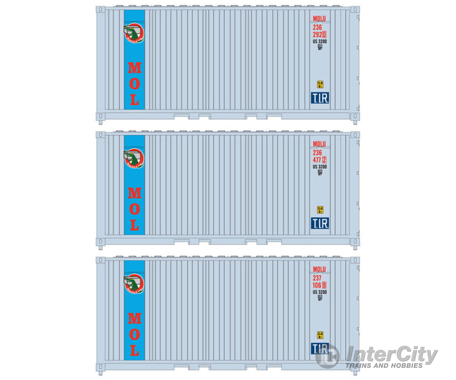Athearn 17697 Ath17697 20’ Corrugated Container Mosk (3) N Scale Freight Loads & Containers
