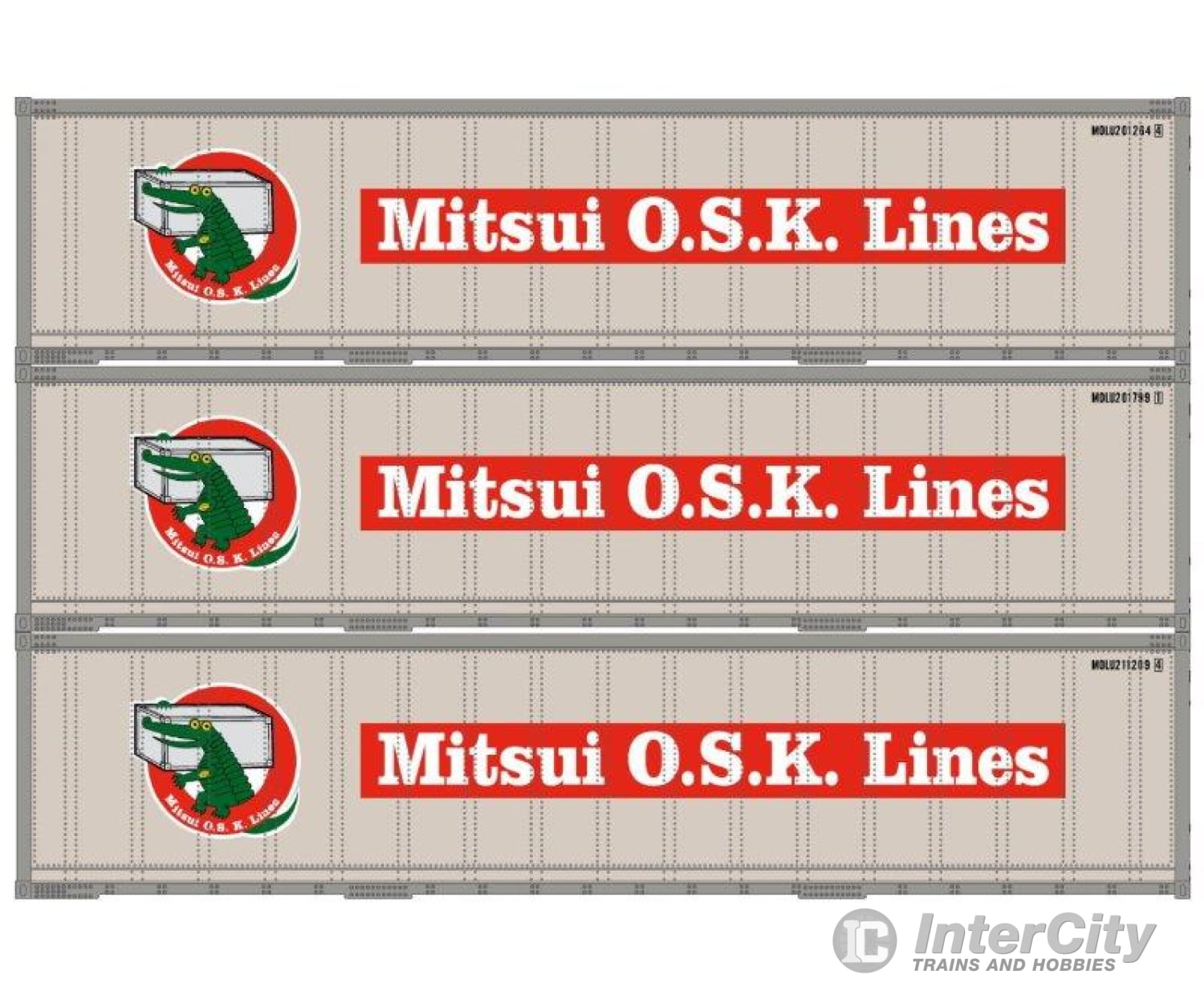 Athearn 17703 N Scale 40’ Smooth Side Container Mitsui 3 Pack Freight Loads & Containers