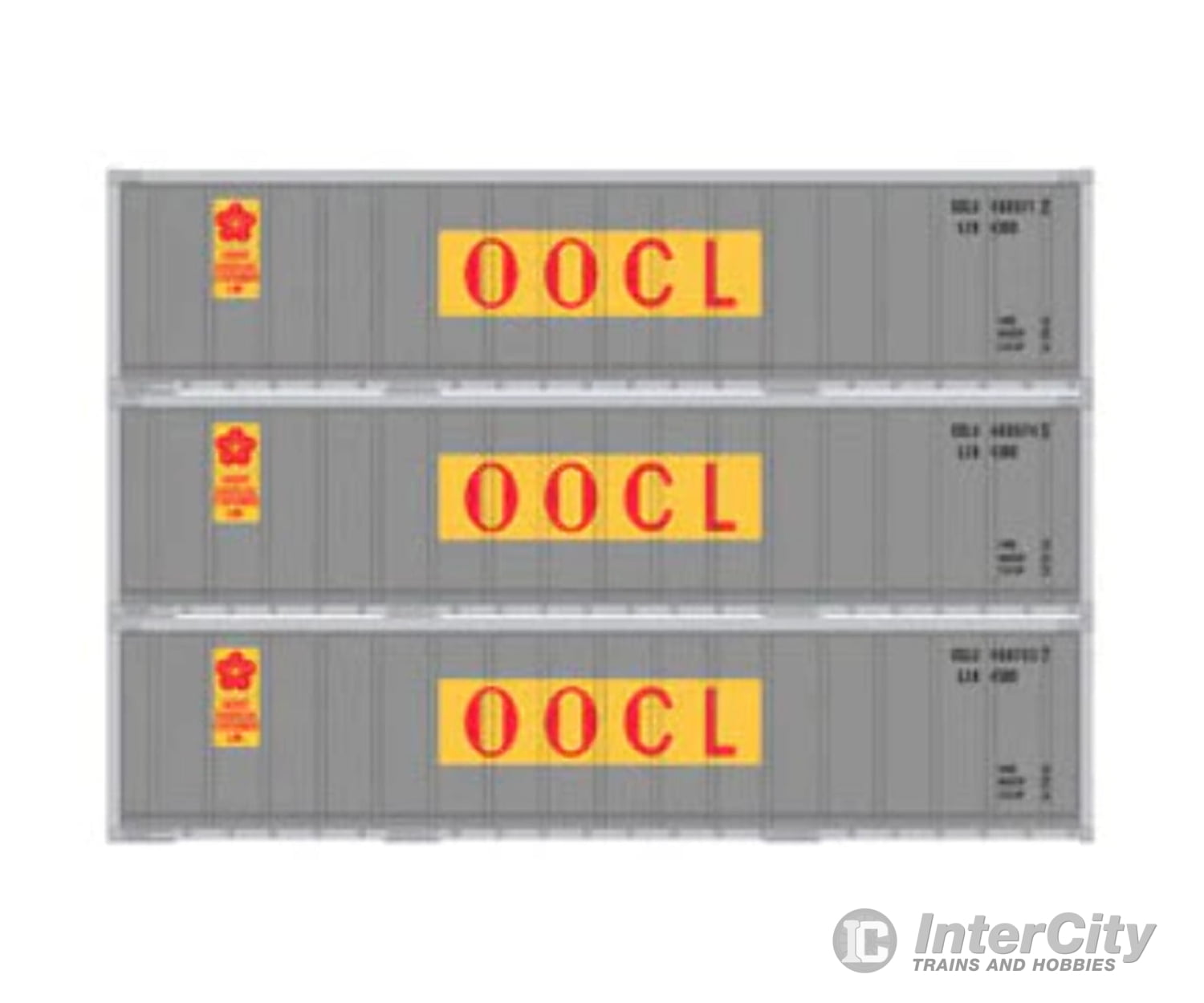Athearn 17706 N Scale 40’ Smooth Side Container Oocl 3 Pack Freight Loads & Containers