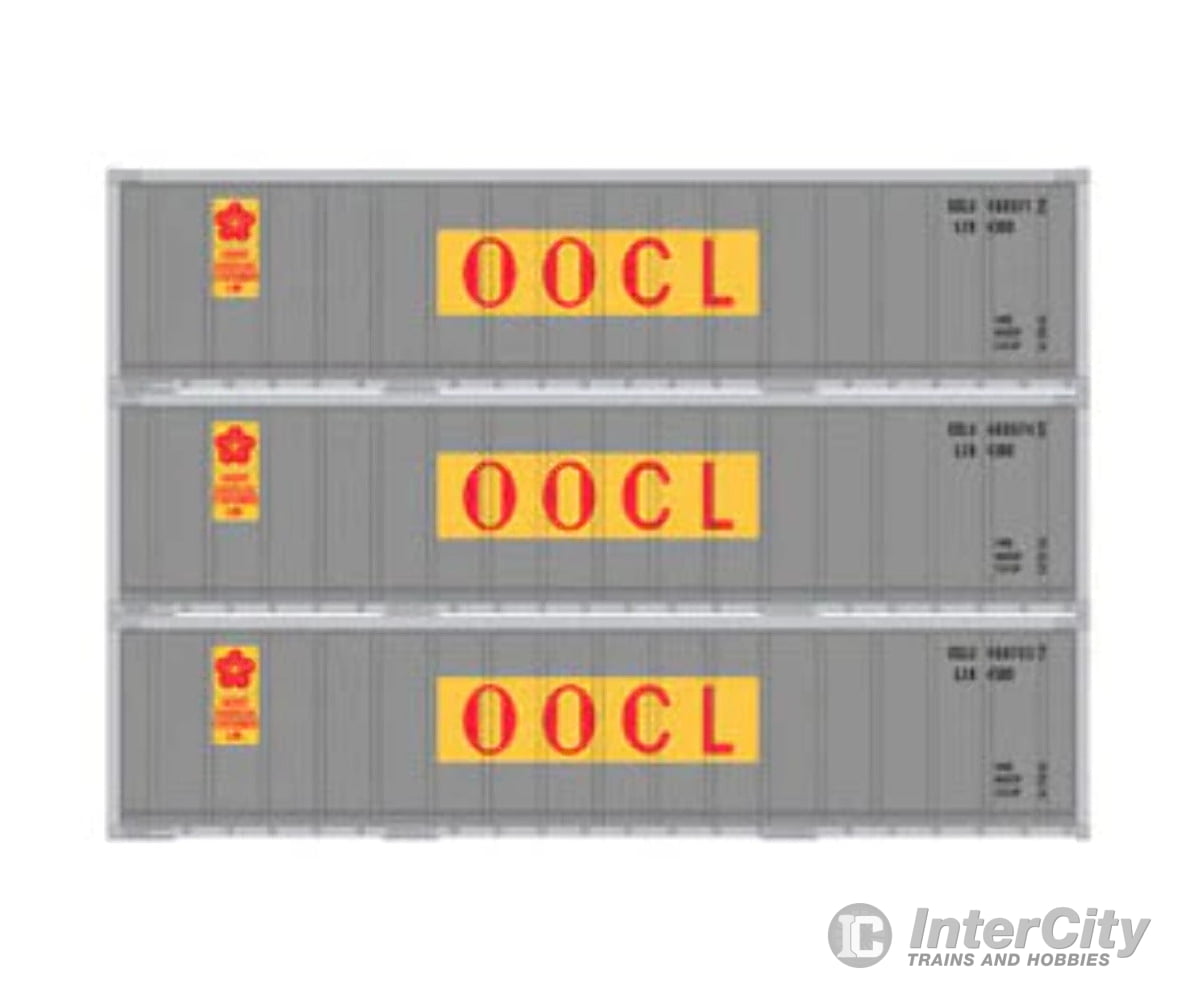 Athearn 17706 N Scale 40’ Smooth Side Container Oocl 3 Pack Freight Loads & Containers