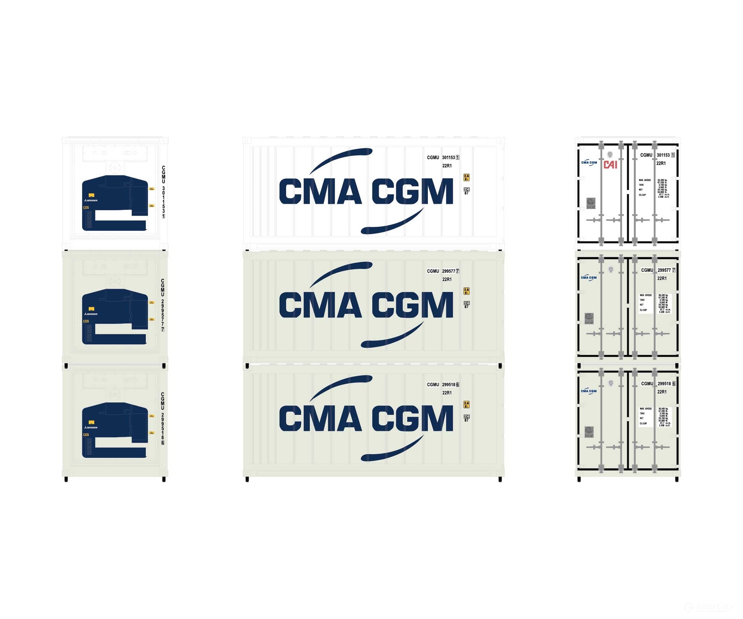 Athearn 17728 N Scale Athearn 17728 CMA CGM 20' Reefer Container 3-Pack - Default Title (CH-140-17728)