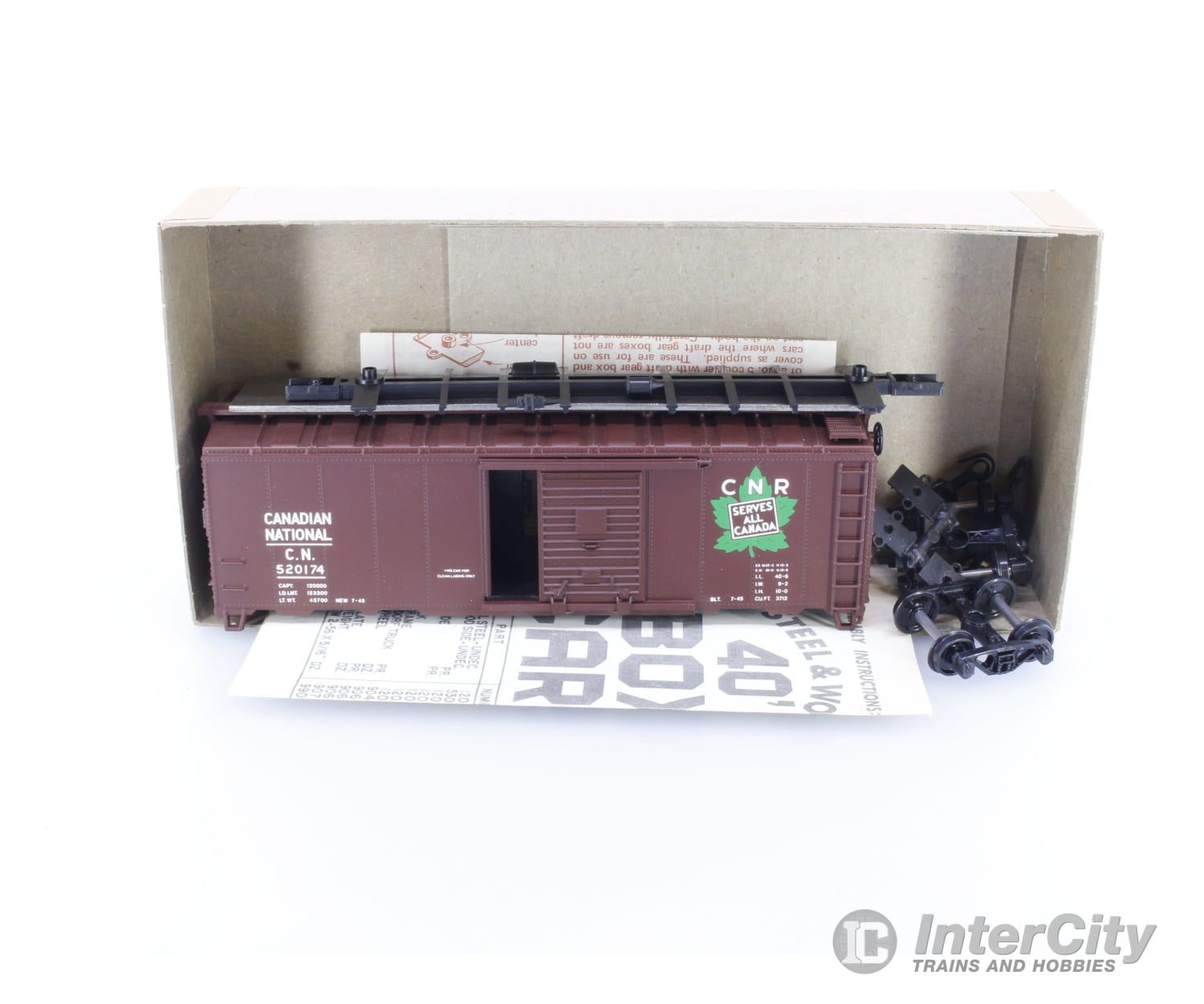 Athearn 201 HO CNR 40ft Boxcar ’Serves all of Canada’ Green leaf Canadian National (CN) 520174 Freight Cars