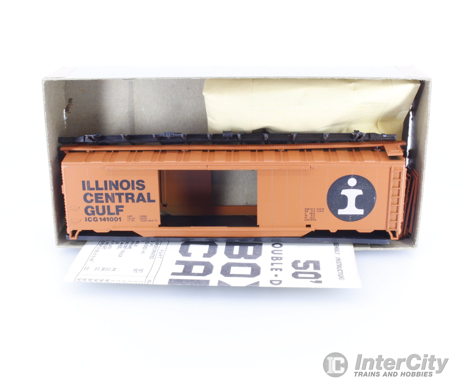 Athearn 486 HO 50’ Double Door Boxcar Kit Illinois Central (IC) 141001 Freight Cars