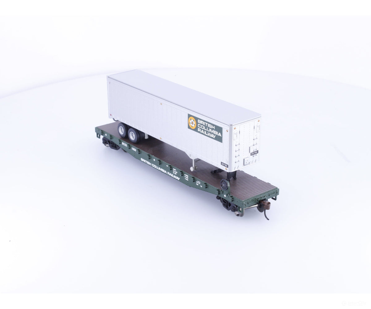 Athearn 72476 HO 50’ Flat Car w/40’ Trailer BC Rail (BCOL) 1463 - Freight Cars