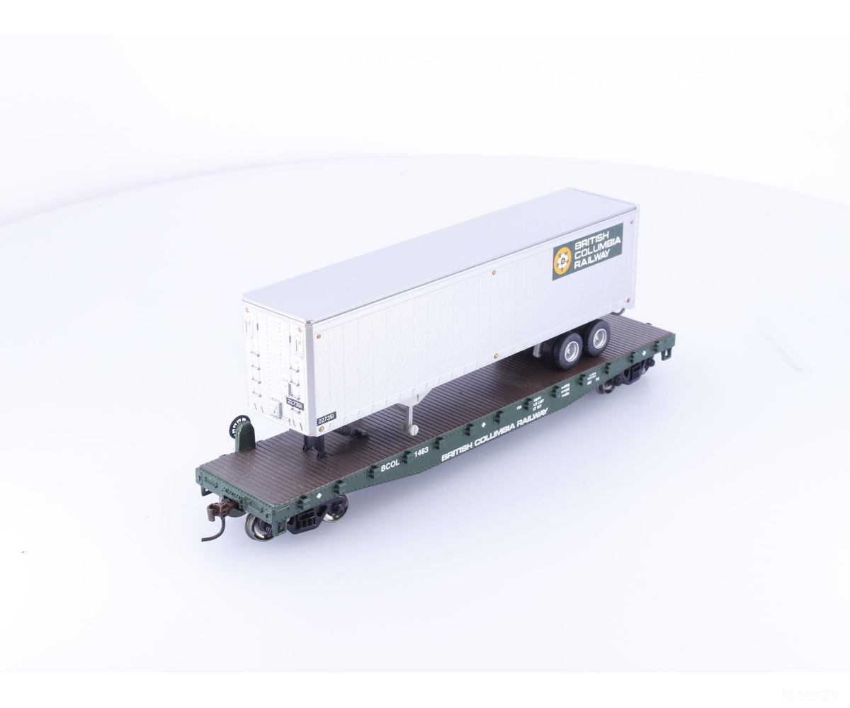 Athearn 72476 HO 50’ Flat Car w/40’ Trailer BC Rail (BCOL) 1463 - Freight Cars