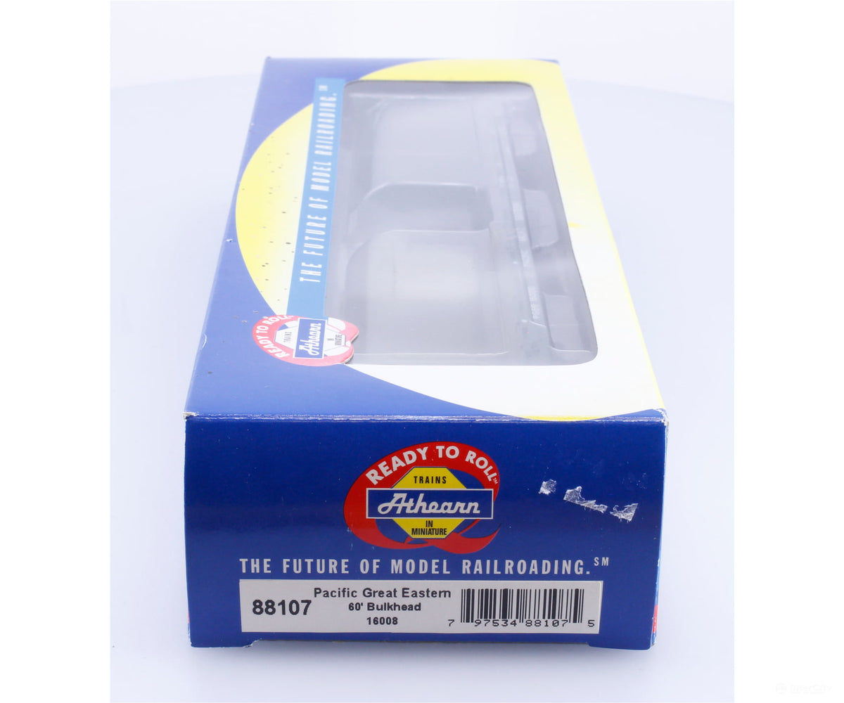 Athearn 88107 HO 60’ Bulkhead Flat Car Pacific Great Eastern (PGE) 16008 (#2) - Freight Cars
