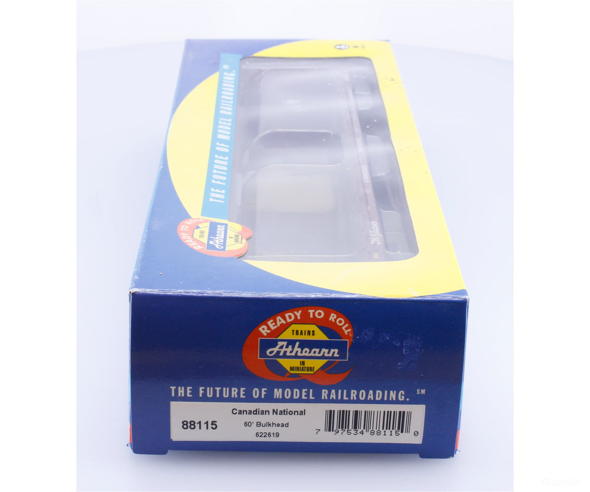 Athearn 88115 HO 60’ Bulkhead Flat Car Canadian National (CN) 622619 - Freight Cars