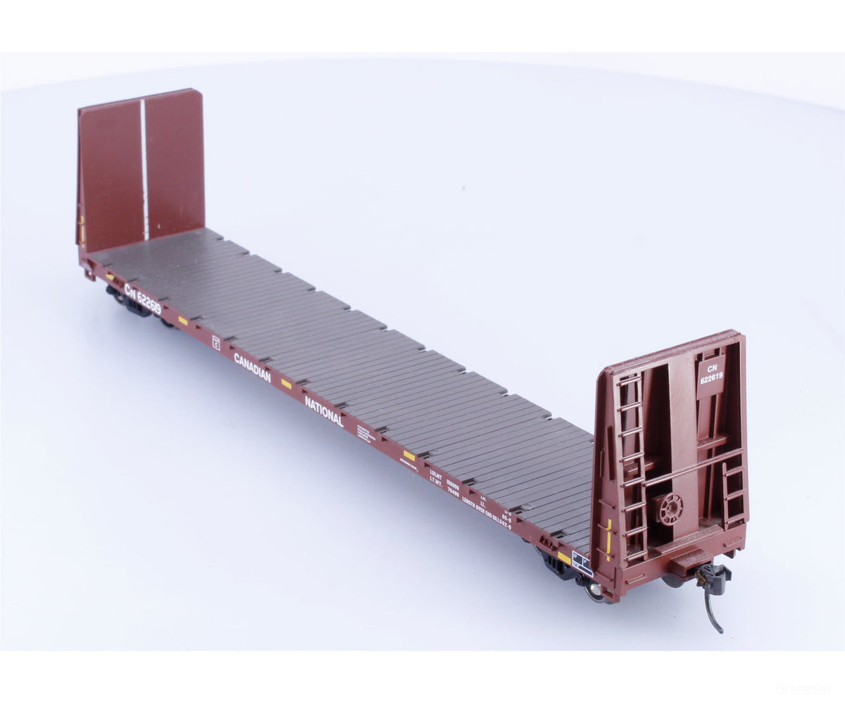 Athearn 88115 HO 60’ Bulkhead Flat Car Canadian National (CN) 622619 - Freight Cars