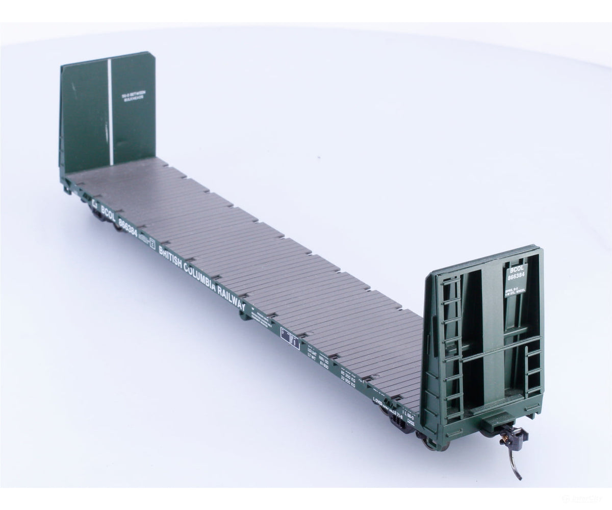 Athearn 88126 HO 60’ Bulkhead Flat Car BC Rail (BCOL) 866384 - Freight Cars