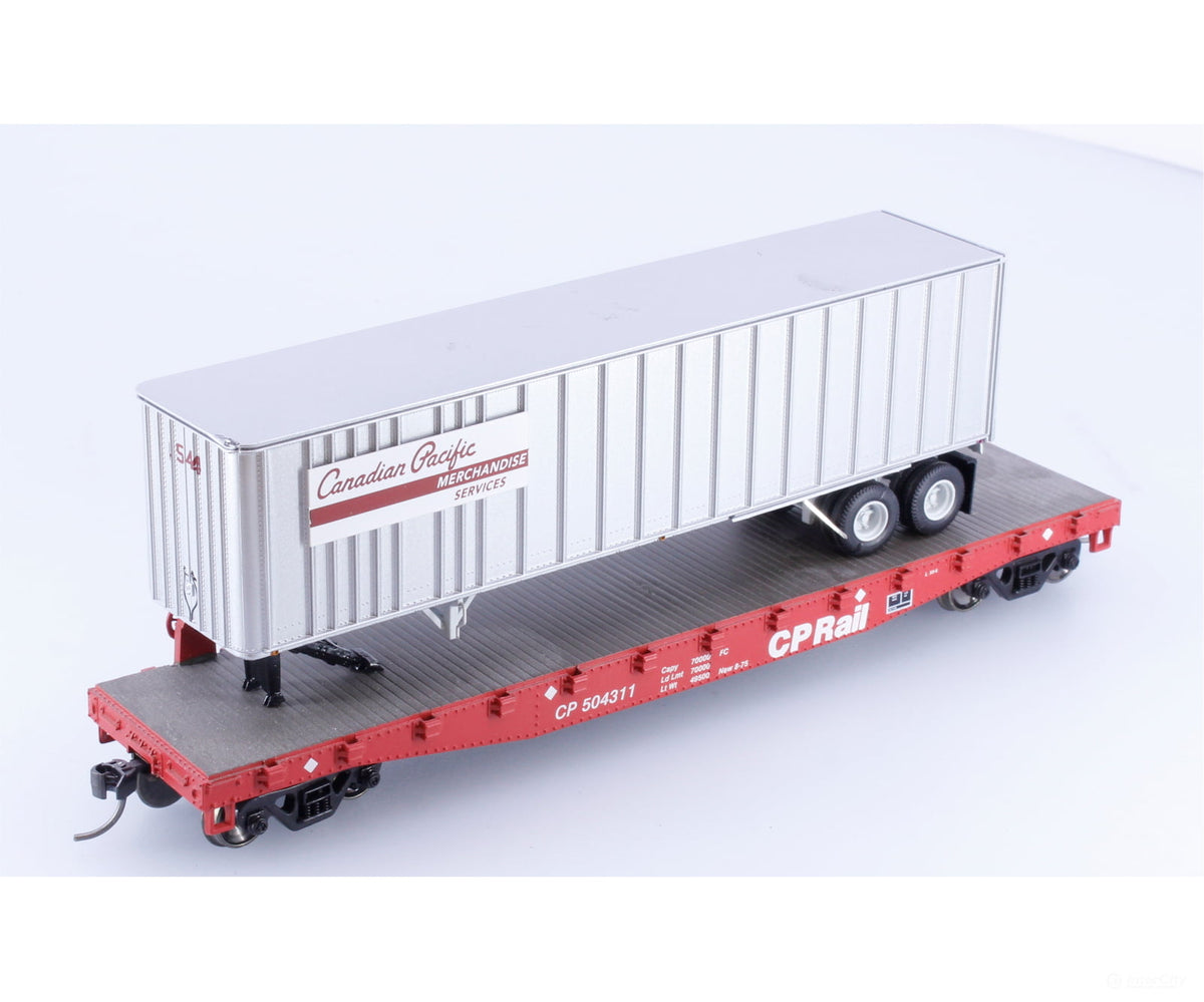 Athearn 92065 HO 50’ Flat Car w/40’ Trailer Canadian Pacific (CP) 504311 - Freight Cars