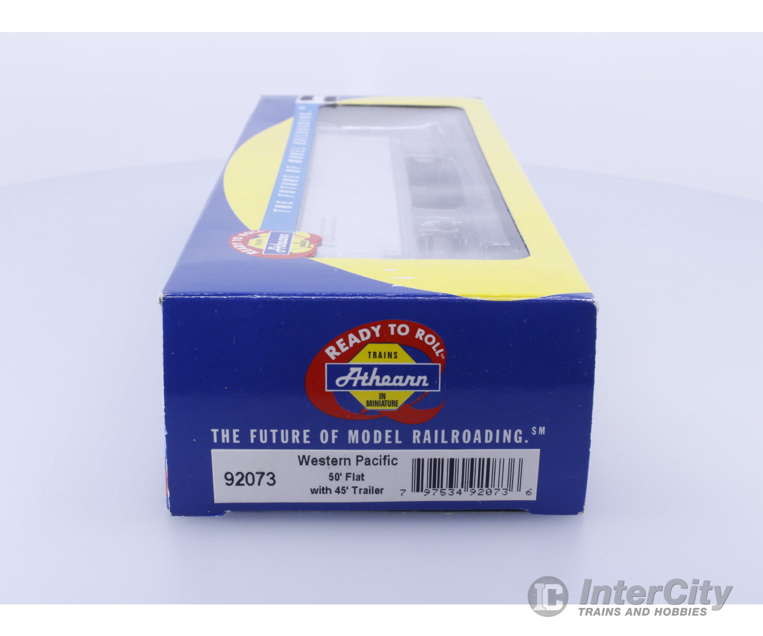 Athearn 92073 HO 50’ Flat car with 45’ trailer Western Pacific (WP) 1926 Freight Cars