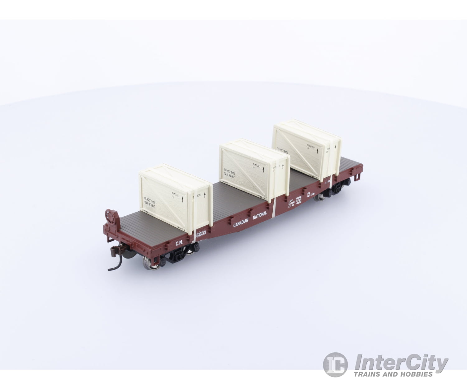 Athearn 92175 HO 40’ Flat with Crates Canadian National (CN) 651833 Freight Cars