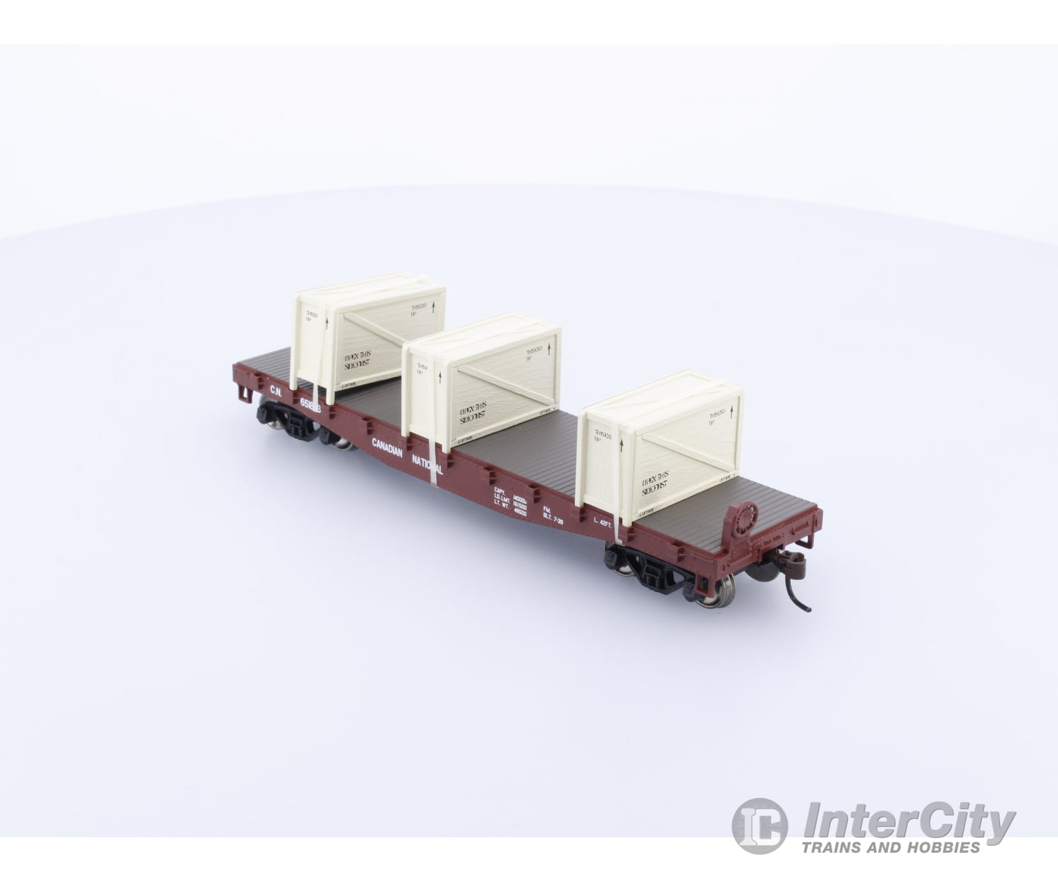Athearn 92175 HO 40’ Flat with Crates Canadian National (CN) 651833 Freight Cars