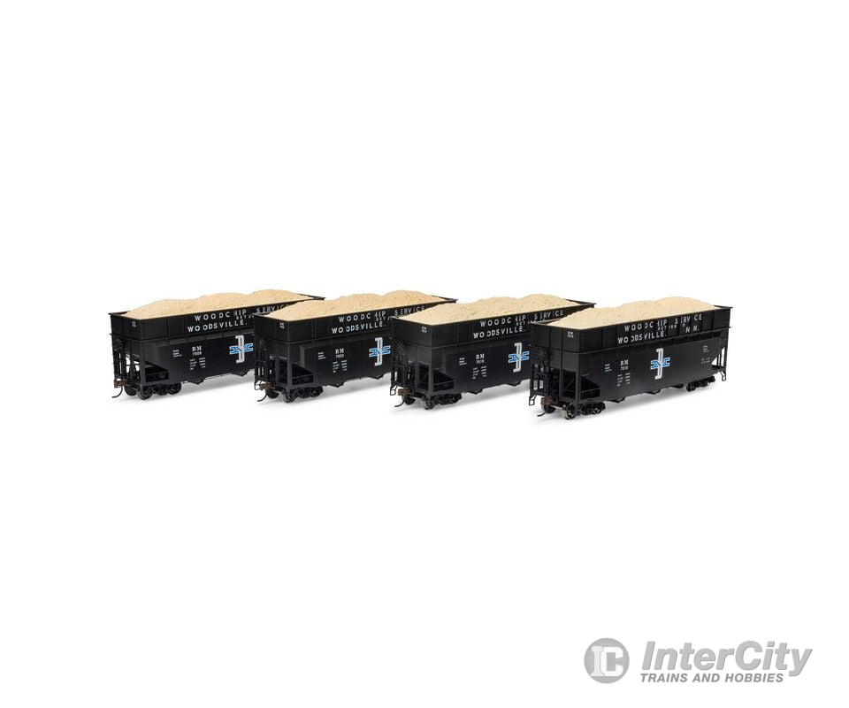 Athearn ATH-1281 HO 40’ Wood Chip Hopper with Load BM #7503 / 7508 / 7510 / 7516 (4 pack) Freight Cars