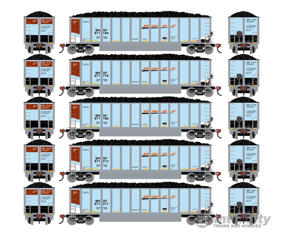 Athearn ATH-2291 HO ATH Bethgon Coalporter w/Coal Load BNSF #671160/671176/671186/671212/671317 (5 pack) Freight Cars