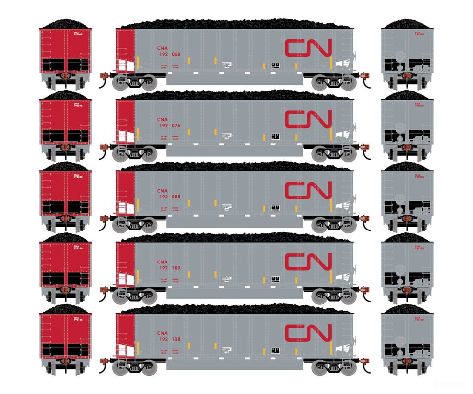 Athearn ATH-2300 HO ATH Bethgon Coalporter w/Coal Load CNA #192068/192076/192088/192100/192128 (5 pack) Freight Cars