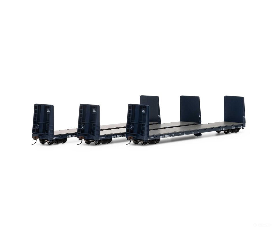 Athearn ATH17226 HO 60’ Bulkhead Flat MRL #62007 62012 62019 (3) Freight Cars