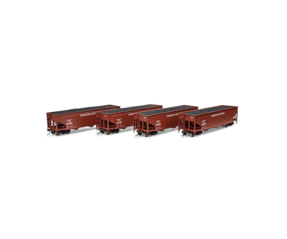 Athearn ATH33084 HO 40’ Offset Coal Hopper with Load CN #1(4) - Freight Cars