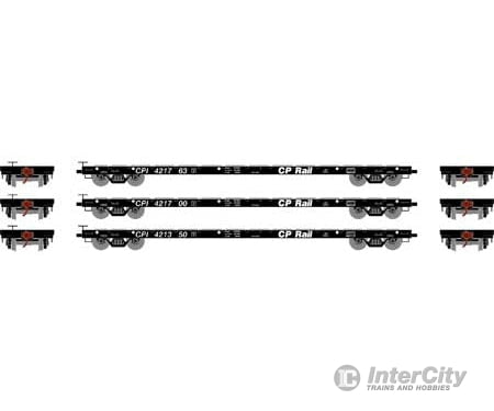 Athearn Ath97077 Ho 60 Foot Flat Car Cp Rail (3 Pack) Freight Cars