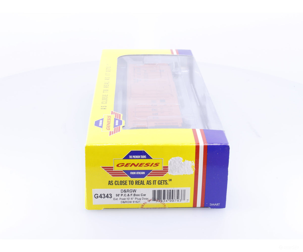 Athearn G4343 HO 50’ PC&F Exterior Post 10’6’’ Plug Door Boxcar Denver and Rio Grande Western (DRGW) 61621 - Freight
