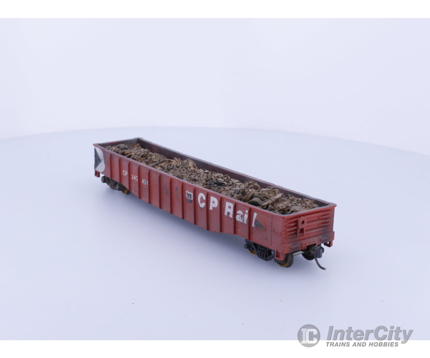 Athearn HO Low Side Hopper with Load Prof. Weathered Canadian Pacific (CP) 342451 Freight Cars