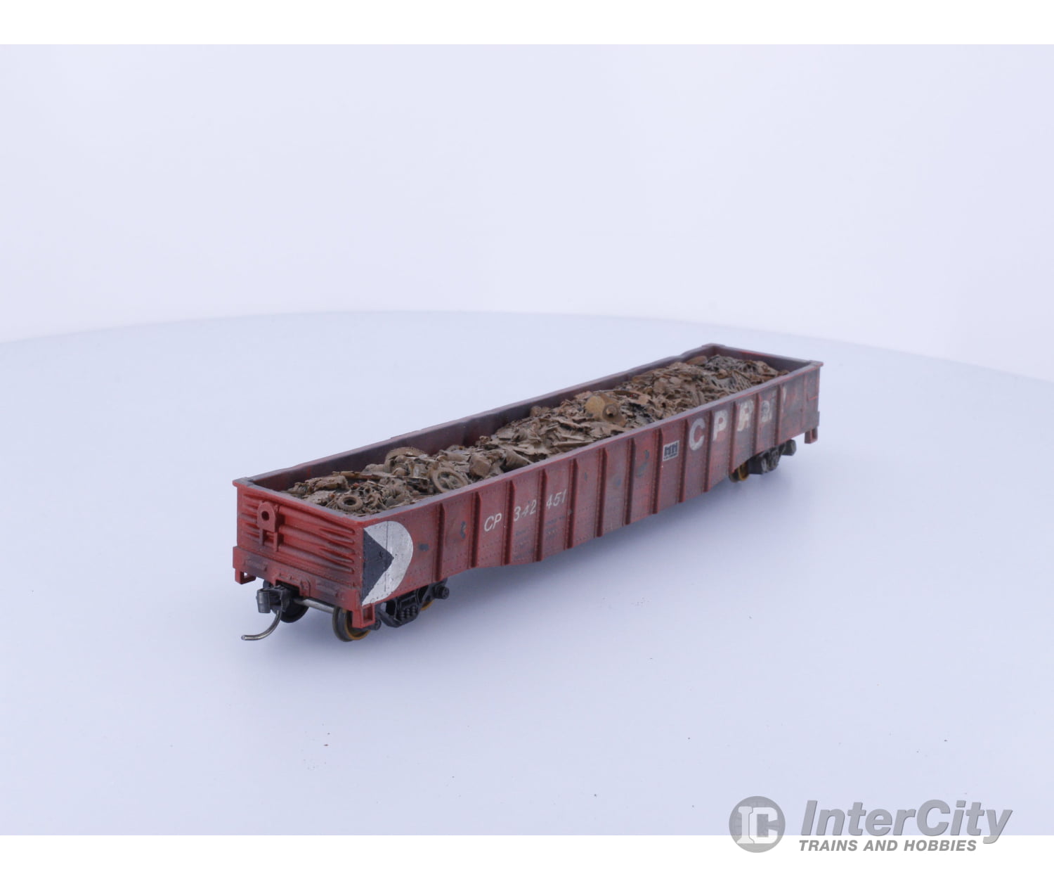 Athearn HO Low Side Hopper with Load Prof. Weathered Canadian Pacific (CP) 342451 Freight Cars