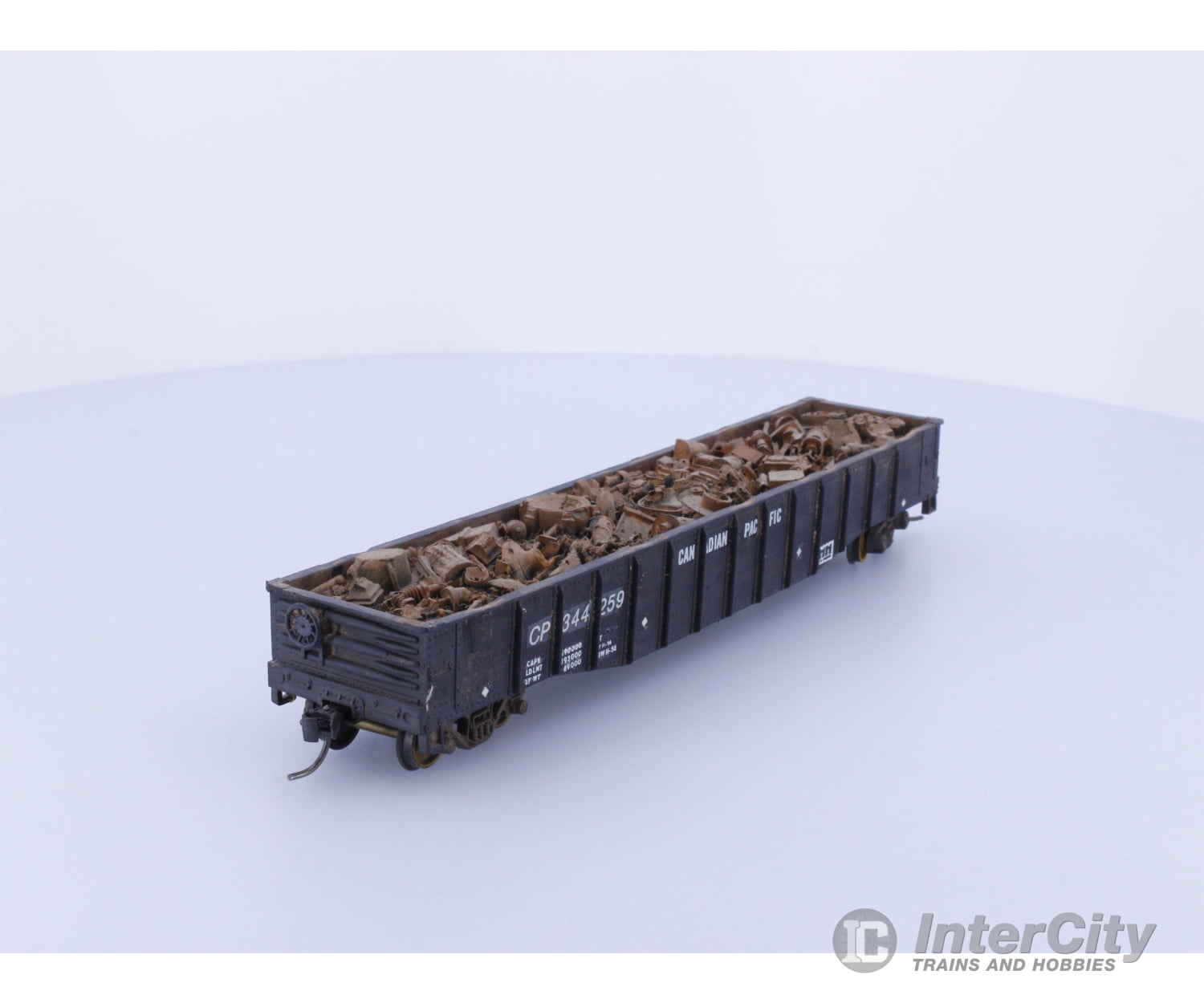 Athearn HO Low Side Hopper with Load Prof. Weathered Canadian Pacific (CP) 344259 Freight Cars