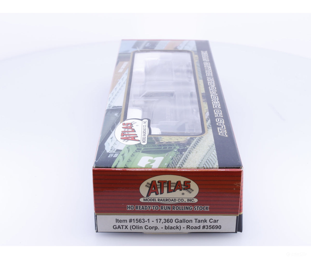 Atlas 1563-1 HO 17360 Gallon Tank Car Olin Chemical Black Weathered GATX Corporation (GATX) 35690 - Freight Cars