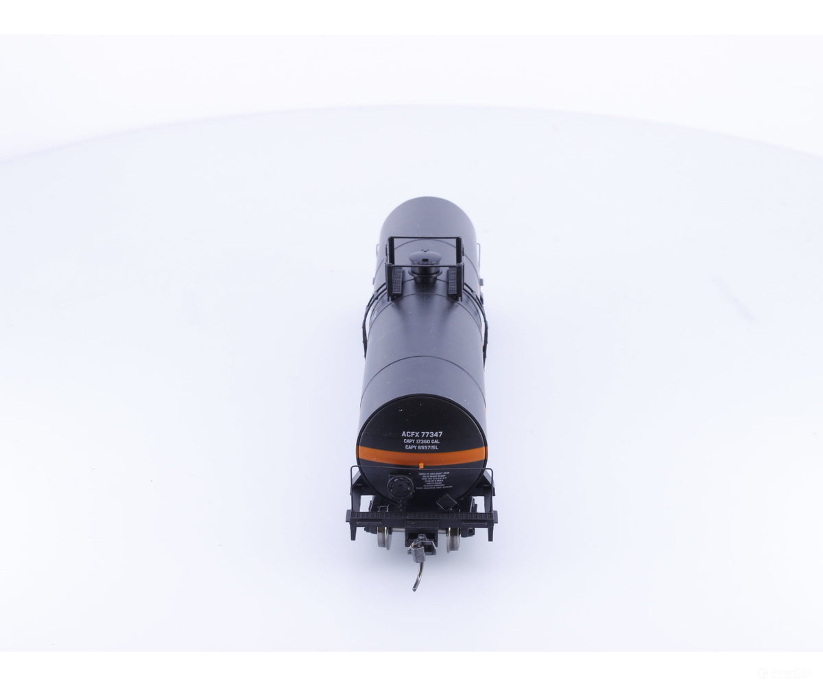 Atlas 20005617 HO ACF 17,360 Gallon Tank Car ACFX Black with Orange Stripe American Car and Foundry (ACF/ACFX) 77347