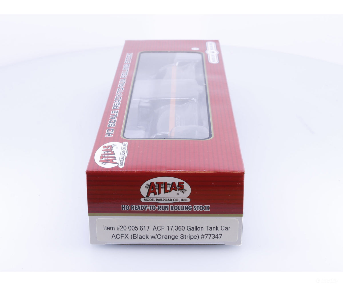Atlas 20005617 HO ACF 17,360 Gallon Tank Car ACFX Black with Orange Stripe American Car and Foundry (ACF/ACFX) 77347