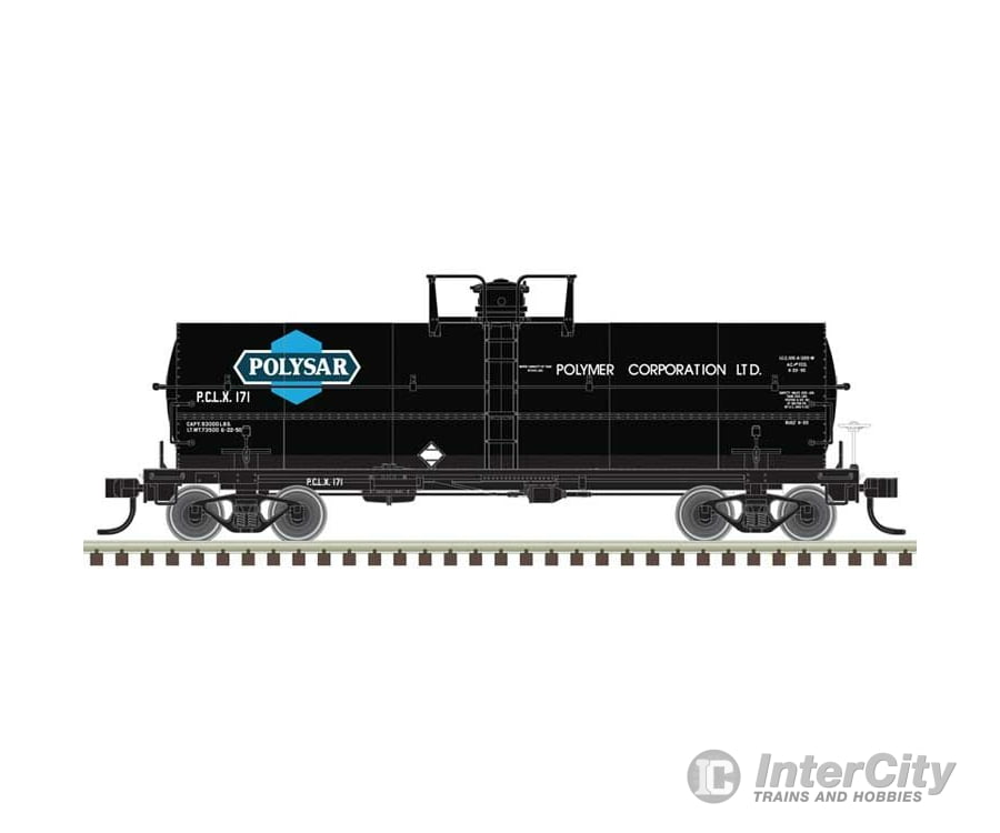 Atlas 20007352 11 000-Gallon Tank Car W/Platform - Ready To Run Master(R) -- Polysar Pclx #171