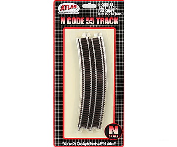 Atlas 2016 Code 55 Track W/Nickel-Silver Rail & Brown Ties -- 13-3/4 Radius Curve Pkg(6) Turnouts
