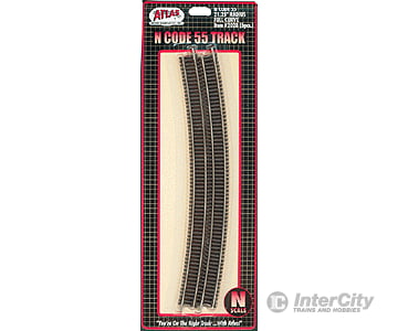Atlas 2028 Code 55 Track W/Nickel-Silver Rail & Brown Ties -- 21-1/4 Radius Full Curve Pkg(6)
