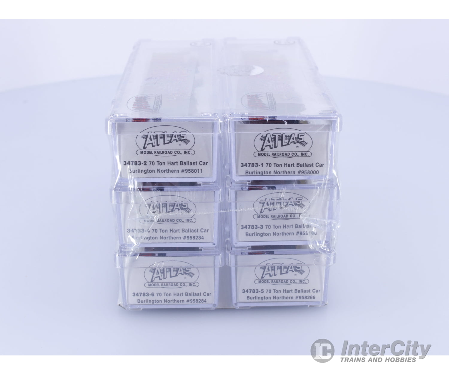 Atlas 34783-1 N 6 Pack 70 Ton Hart Ballast Cars Burlington Northern (BN) 958000-958284 Freight Cars