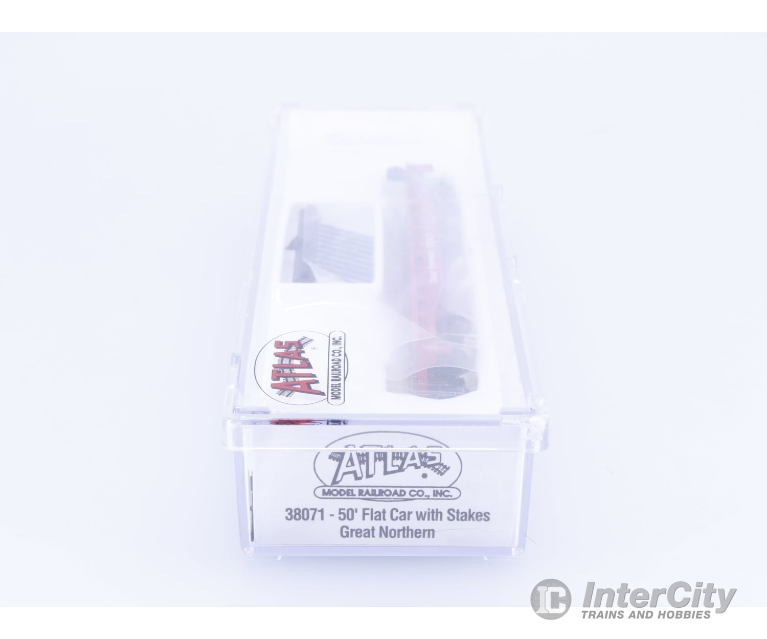 Atlas 38071 N 50’ Flatcar with Stakes Great Northern (GN) 65417 Freight Cars