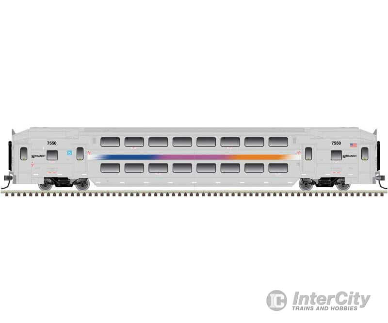 Atlas 40004061 Multi-Level Commuter Coach Trailer - Ready To Run -- New Jersey Transit 7619 (Silver