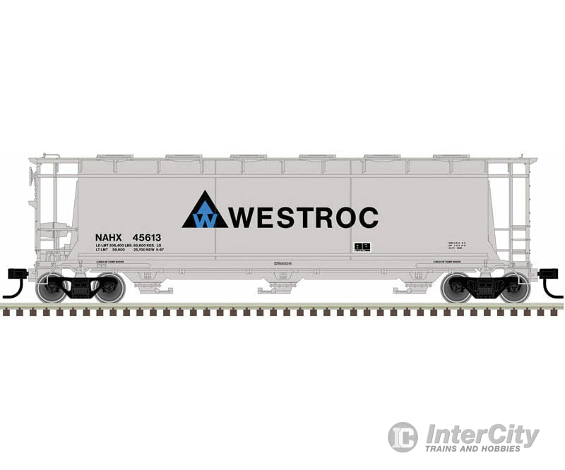 Atlas Ho 20005771 Acf 3-Bay Cylindrical Hopper - Ready To Run -- Westroc #45613 (Gray Blue White)