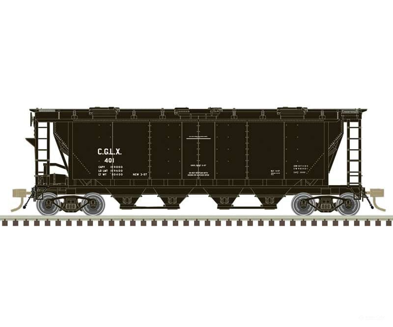 Atlas 20007151 Slab-Side Covered Hopper - Ready To Run Master(R) -- Cglx #401 (Black White) Freight