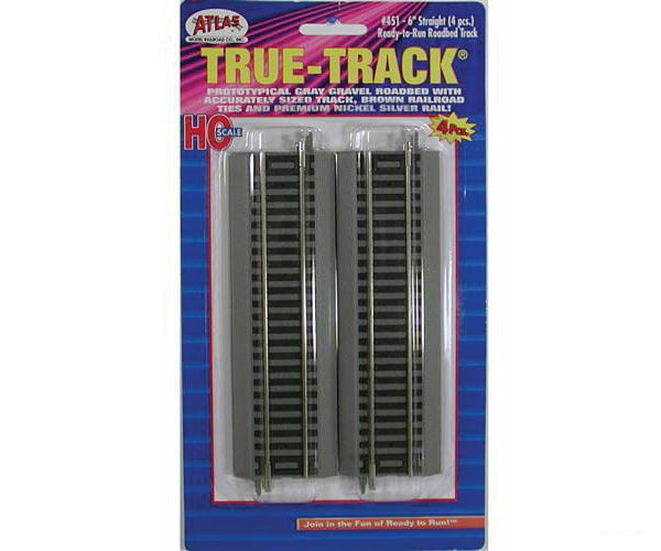 Atlas 451 True-Track(R) Code 83 Track & Roadbed System -- Straight Section - 6 15.2Cm Pkg(4)