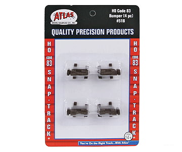 Atlas Ho 518 Bumper -- Fits Code 83 Track (Sold Separately) Pkg(4) & Turnouts