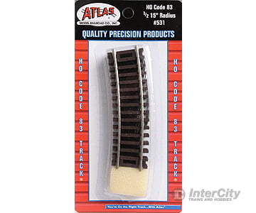 Atlas Ho 531 Code 83 Curved Snap Track -- 1/2 Section - 15 Radius Pkg(4) & Turnouts
