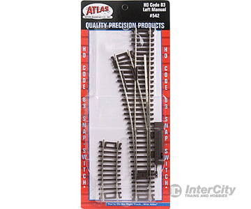 Atlas Ho 542 Code 83 Snap-Switch(R) Manual Turnout -- 18 Radius Left Hand Track & Turnouts