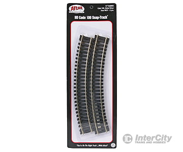 Atlas Ho 831 Code 100 Curved Snap-Track(R) Nickel-Silver Rail -- 15 Radius (Black Ties) Pkg(6) Track