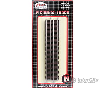 Atlas N 2002 Code 55 Straight Track - Nickel-Silver Rail Brown Ties -- 6 15.2Cm Pkg(6) & Turnouts