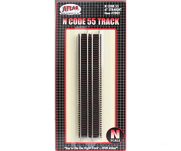 Atlas N 2002 Code 55 Straight Track - Nickel-Silver Rail Brown Ties -- 6 15.2Cm Pkg(6) & Turnouts
