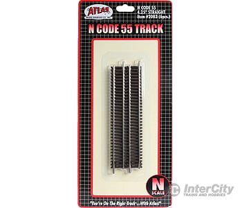 Atlas N 2003 Code 55 Track W/Nickel-Silver Rail & Brown Ties -- Straight - 4-1/2 11.4Cm Pkg(6)