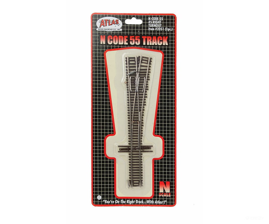 Atlas N 2051 Code 55 Turnout Nickel-Silver Rail Right #5 Track & Turnouts